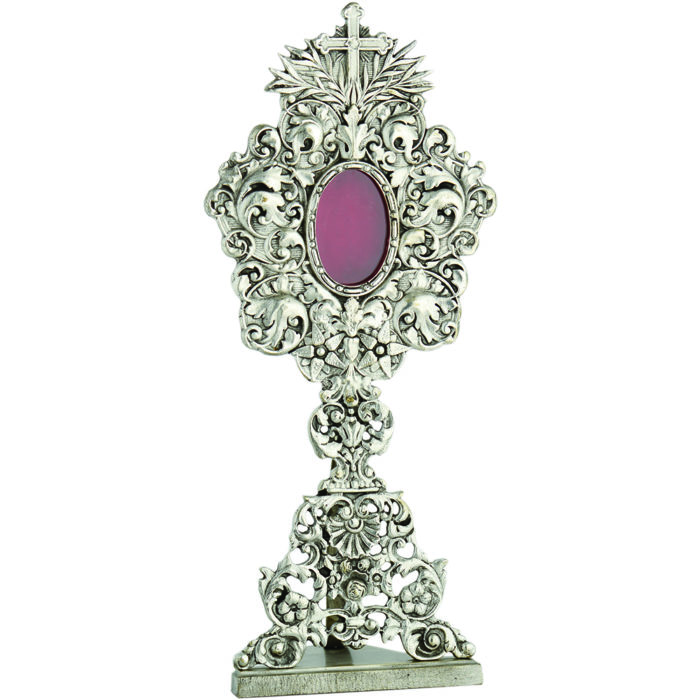 Reliquary "Maria" Maranatha Lab baroque style in silver brass entirely chiseled