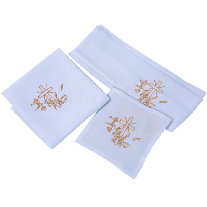 Service-Mass "Shalom" Maranatha Lab in hand-embroidered linen consisting of 4 pieces