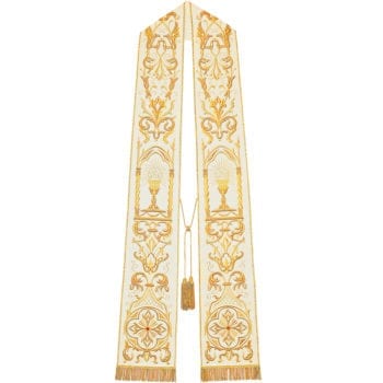 Stole "Jhs" Maranatha Lab Stole in silk blend moella fabric embellished with gold embroidery and Jhs symbols