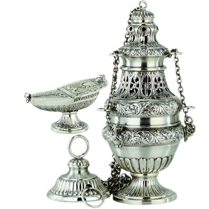 Turibolo "Cohen" Maranatha Lab in finely chiseled silver brass with natural motifs