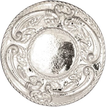 Aureola “Acanto” in argento stile classico cesellata a mano con motivi ad acanto e greca ad intreccio