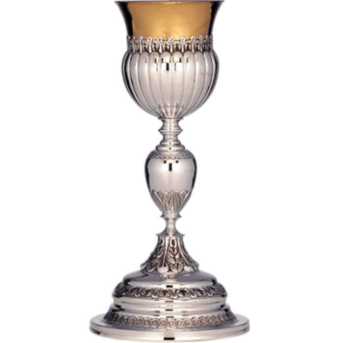 Silver chalice "Ottocento" entirely chiseled by hand with classic ornamental motifs