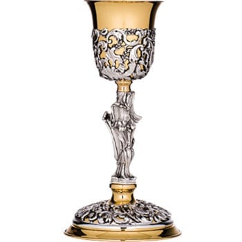 Calice "Ornamenta" in argento in stile barocco finemente cesellato a mano con motivi decorativi floreali