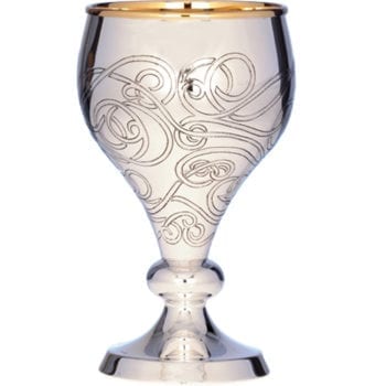 Calice "Vento" in argento stile moderno interamente cesellato a mano con motivi decorativi incisi sulla coppa