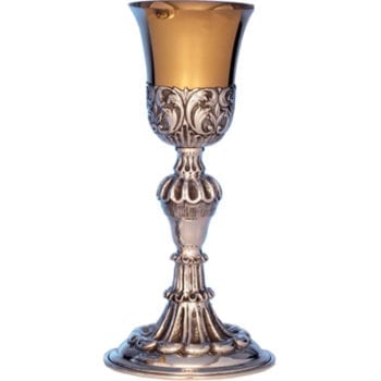 Calice in argento "Opulentia" con coppa oro e finemente cesellato con motivi ornamentali classici
