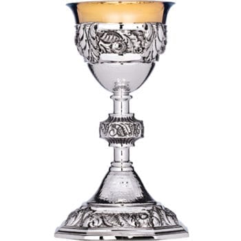 Calice in argento "San Massimo" con coppa in oro finemente cesellato a mano con motivi naturaliformi