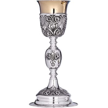 Calice in argento "Sant'Elena" Calice finitura bicolore in stile classico interamente cesellato a mano