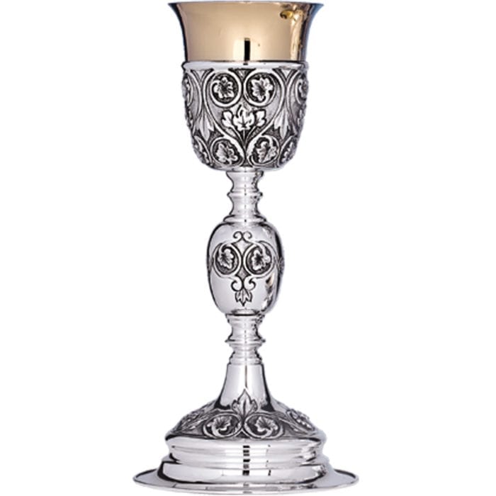Calice in argento "Sant'Elena" Calice finitura bicolore in stile classico interamente cesellato a mano