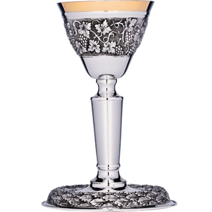 Calice in argento "Sant'Ignazio" finitura bicolore in stile moderno interamente cesellato a mano