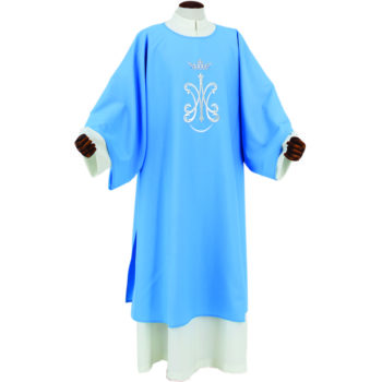 Dalmatic "Ignazio / b" Maranatha Lab in micromonastic fabric with direct silver Marian embroidery.