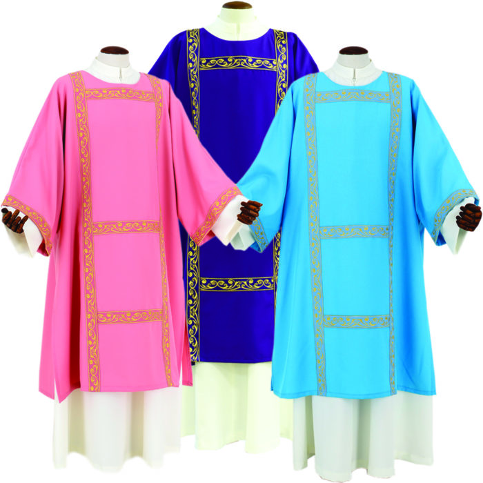 Dalmatic "Timone" Maranatha Lab made of micromonastic fabric decorated with gold embroidered chevron