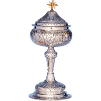 Pisside "Ricami" in argento in stile barocco finemente cesellata a mano con motivi a ricamo