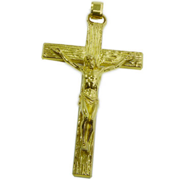 Croce Pettorale "Sion" Maranatha Lab realizzata interamente in ottone dorato con lavorazione a rilievo