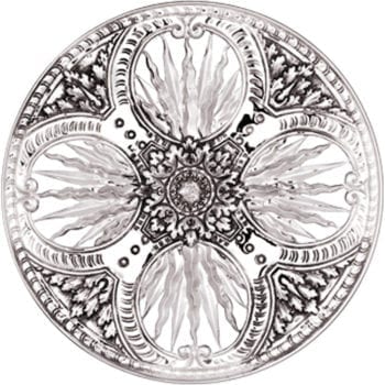 Aureola "Raggi" in argento interamente cesellata a mano con motivi decorativi a raggiera e intrecci