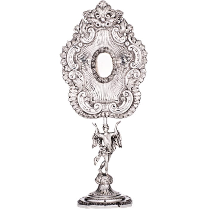 Reliquiario in argento "Angelo" finemente cesellato a mano con statua angelica all'impugnatura