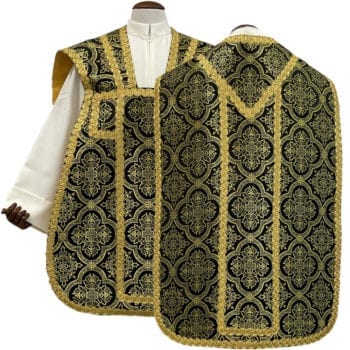 Planet "effatà" maranatha lab in lampasso fabric finished with golden agreman complete with Roman cut stole. Entirely made in our artisan workshop.