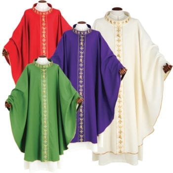 chasubula "Paolo" Maranatha Lab packaged in micromonastic fabric with gallon embroidered in gold threads with floral motifs