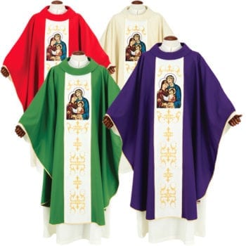 Chasubula "Holy-Family-2" Maranatha Lab in micromonastic fabric with stolon embroidered in gold and figure of the Holy Family