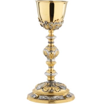Goblet "Ornamenta" Maranatha Lab classic style in two-tone brass finely chiseled by hand with classic motifs
