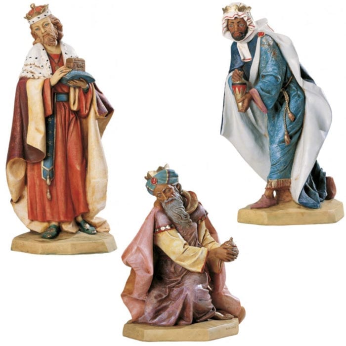 Re Magi Fontanini cm 65 for Nativity in hand-painted resin with wood effect