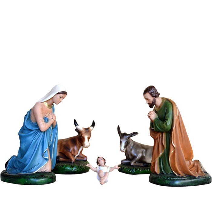 Nativity in resin cm 37 consisting of 5 refined hand-painted statues of small stature