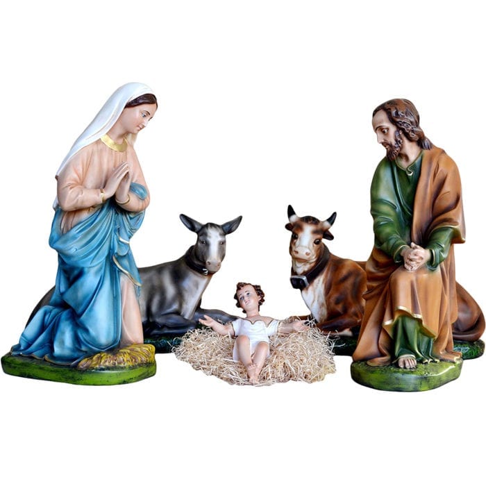 Nativity in resin cm 65 consisting of 5 refined hand-painted statues of medium stature