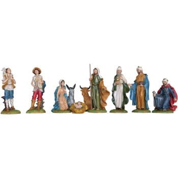 Natività in resina cm 30 in resina dipinta a mano costituita da 10 statuette di piccole dimensioni