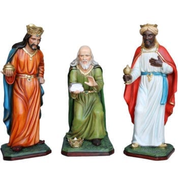 Three Kings for Nativity, large hand-painted resin statues