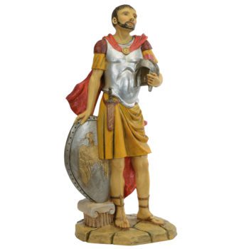 Centurione romano Fontanini, statua in resina dipinta a mano ad effetto legno
