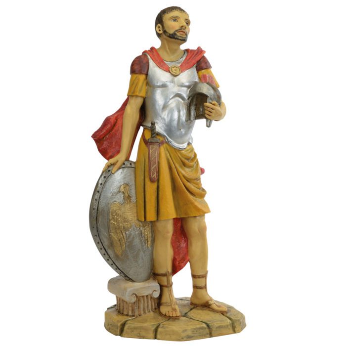 Centurione romano Fontanini, statua in resina dipinta a mano ad effetto legno