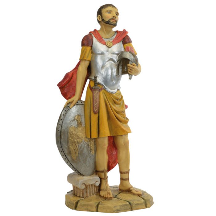 Roman centurion Fontanini, hand-painted resin statue with wood effect