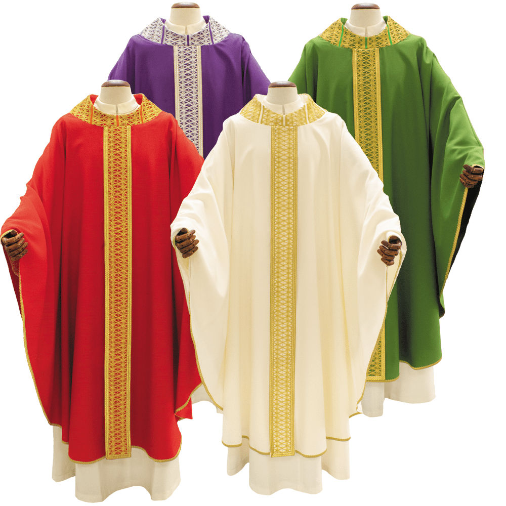 7330-COMBO casula sacerdotale con stolone ricamato