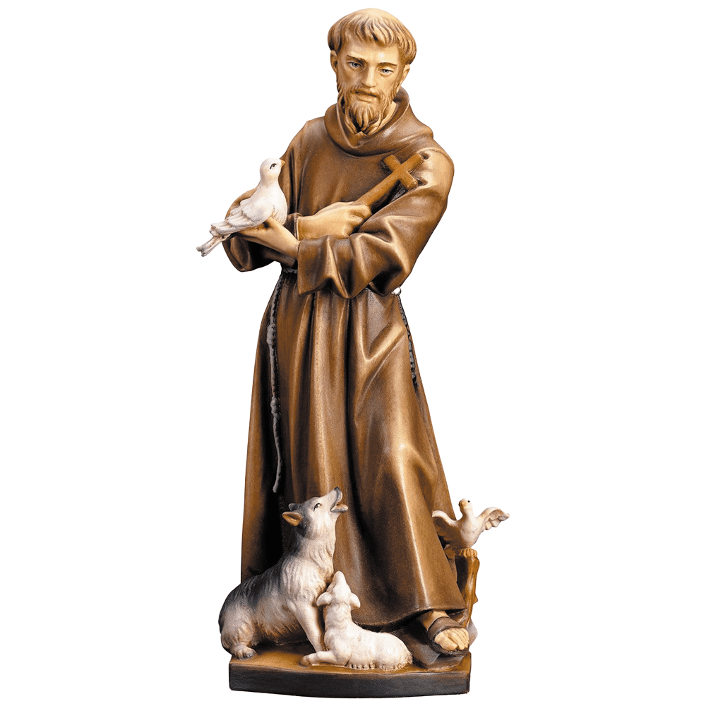 7456 statua san francesco d'assisi in legno